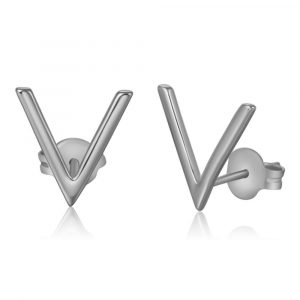 Pendientes V Silver. Minué&Bisou. Tienda de joyería y complementos Valencia