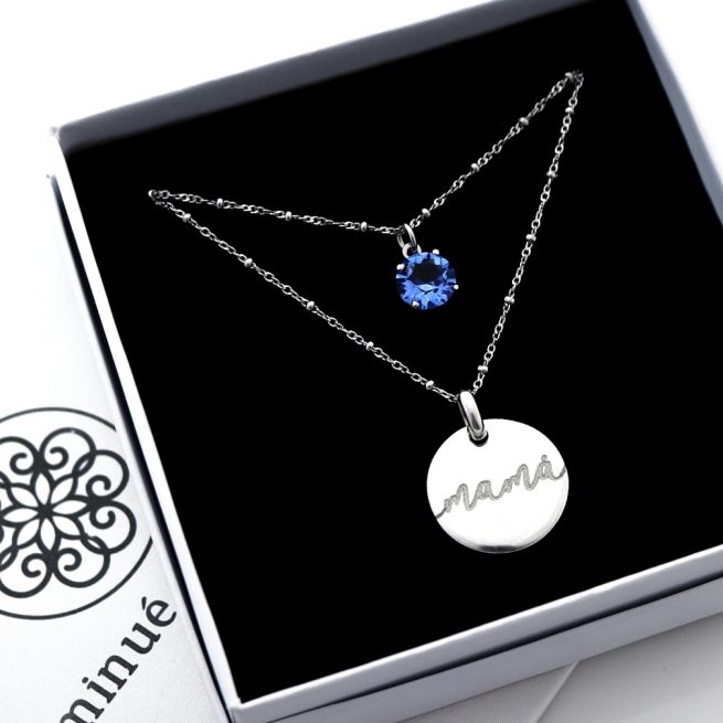 Collar Birthstone Gold/Silver, Minué & Bisou joyería personalizada.